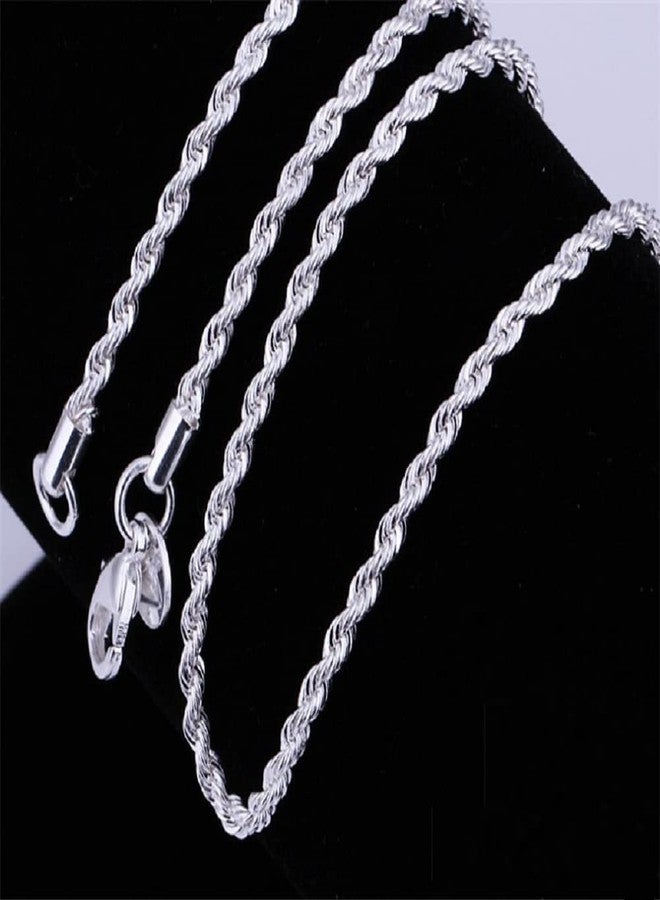 LRGKMCWTOB Fashion 925 Sterling Silver Rope Chain Twist Necklace Faux Dainty Durable Twist Rope Necklace Jewelry Luxury Braided Rope Chain Necklace Temperament Wedding Engagement Jewelry 20in - Image 4